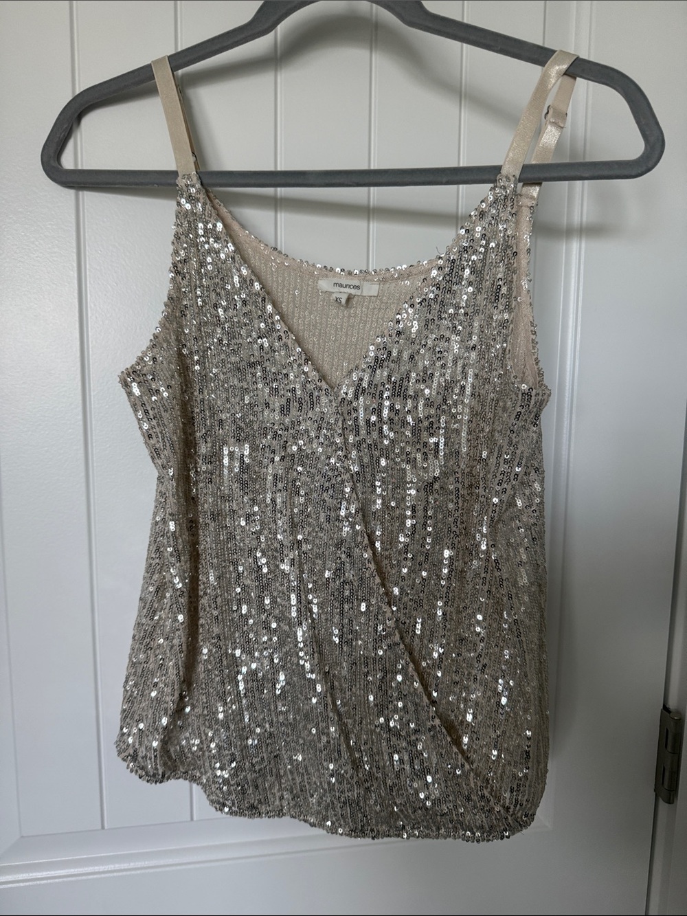 Maurices Champagne Sequin V-Neck Cami Top